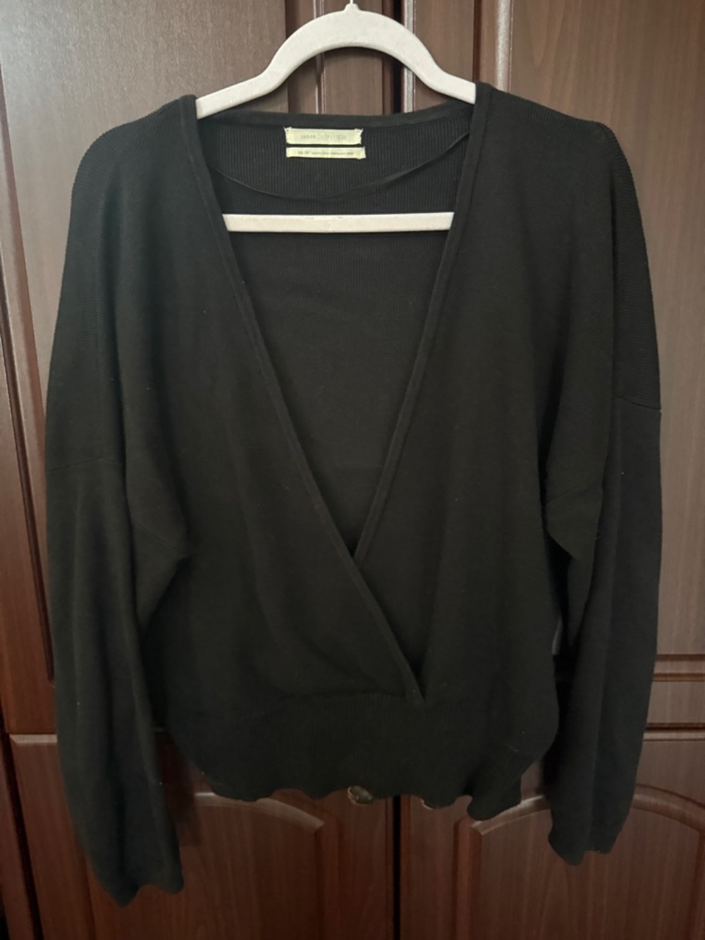 Urban Outfitters Black Wrap Front Knit Cardigan Sweater